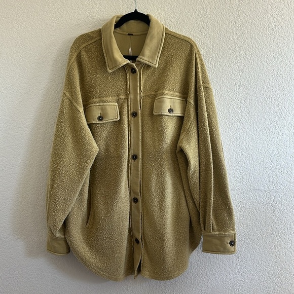 Free People Ruby Shirt Fleece Oversized Button-down Shacket Jacket - Picture 3 of 10